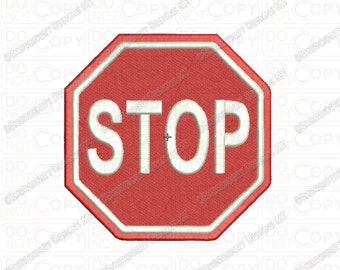 Stop Sign Road Sign Embroidery Design in 2x2 3x3 4x4 and 5x7 Sizes
