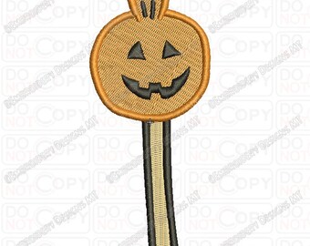 Jackolantern Bolo Pop Abóbora Halloween Ponto Completo Bordado Design em tamanhos 2x2 3x3 4x4 e 5x7