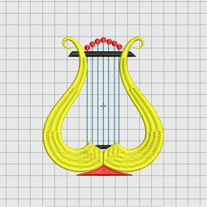 Lyre String Instrument Embroidery Design in 3x3 4x4 5x5 and 6x6 Sizes