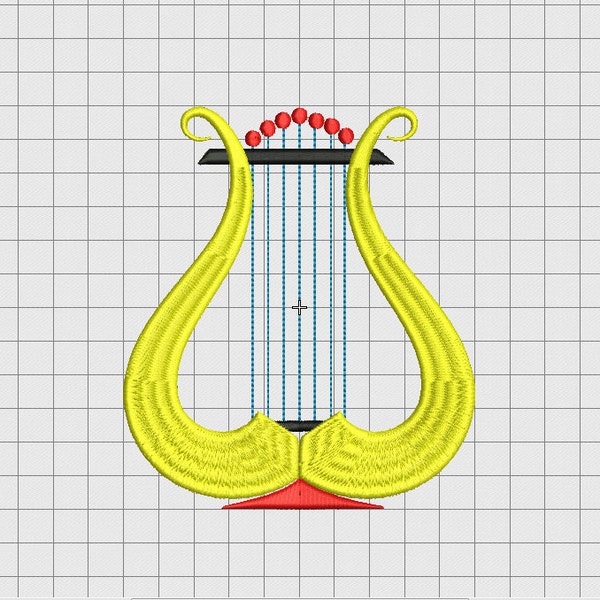 Lyre String Instrument Embroidery Design in 3x3 4x4 5x5 and 6x6 Sizes