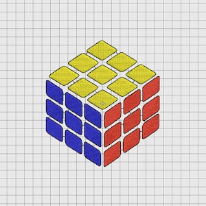 Rubik&#39;s Cube Puzzle Embroidery Design in 2x2 3x3 4x4 5x5 and 6x6 Sizes