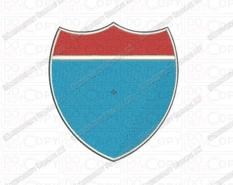 Blank Interstate Road Sign Template Embroidery Design in 2x2 3x3 4x4 and 5x7 Sizes
