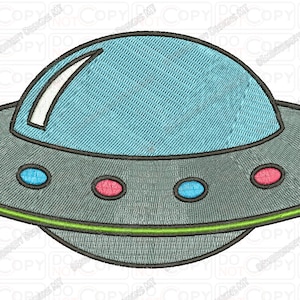 UFO Alien Flying Saucer Embroidery Design in Mini 2x2 3x3 4x4 and 5x7 Sizes