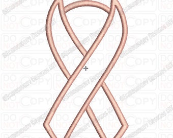 Cancer Ribbon Applique Embroidery Design in 2x2 3x3 4x4 and 5x7 Sizes