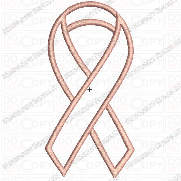 Cancer Ribbon Applique Embroidery Design in 2x2 3x3 4x4 and 5x7 Sizes