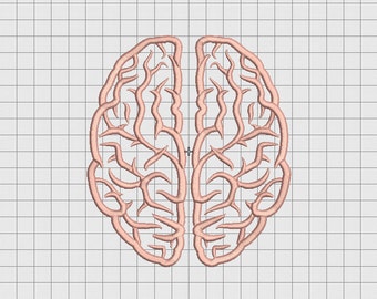 Desenho de bordado de apliques Brain Cerebrum em tamanhos 3x3 4x4 5x5 6x6 e 7x7