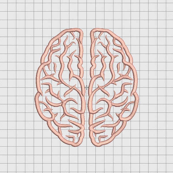 Brain Cerebrum Applique Embroidery Design in 3x3 4x4 5x5 6x6 and 7x7 Sizes