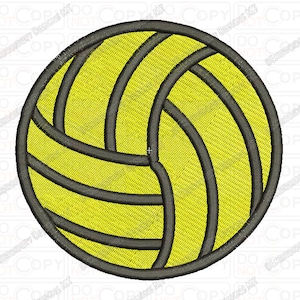 May include: A yellow volleyball with black stitching. The volleyball is a round ball with a traditional design.