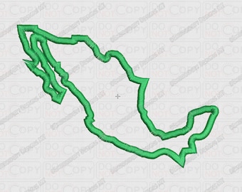 Diseño de bordado con apliques del país de México en tamaños de 4 x 4 y 5 x 7