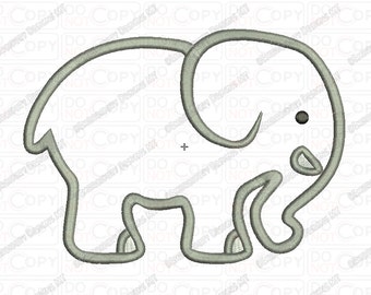 Elephant Profile Applique Embroidery Design in 2x2 3x3 4x4 and 5x7 Sizes