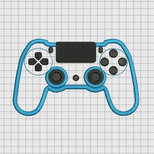 May include: A blue and black video game controller with buttons and joysticks.