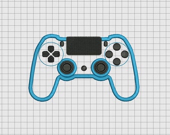 Video Game Controller Sony Playstation PS4 Style Applique Embroidery Design in 4x4 and 5x7 Sizes