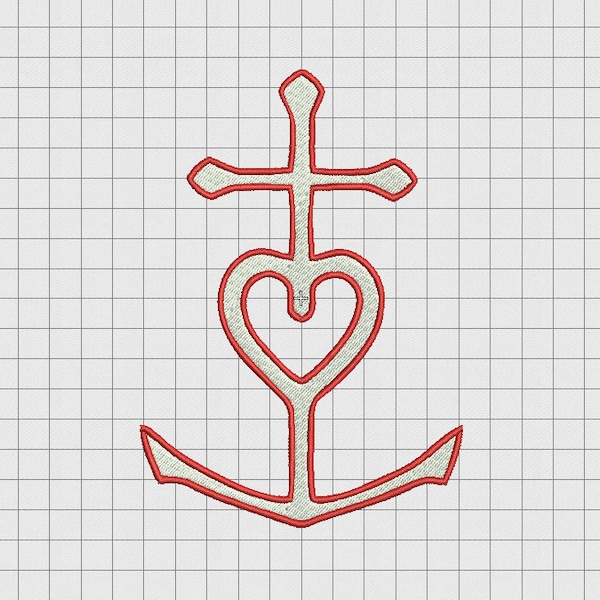 Anchor Heart Cross Faith Hope Love Embroidery Design in 2x2 3x3 4x4 5x5 and 6x6 Sizes