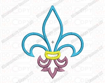 Fleur De Lis 3 Layer Applique Embroidery Design in 3x3 4x4 and 5x7 Sizes