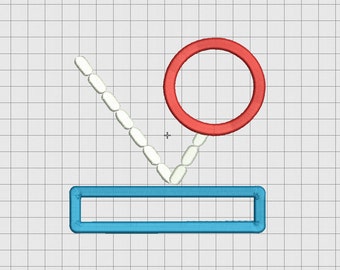 Diseño de bordado con apliques del videojuego Breakout Pong en tamaños de 3 x 3, 4 x 4, 5 x 5, 6 x 6 y 7 x 7