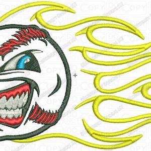 Angry Baseball Applique Embroidery Design in 4x4 and 5x7 Sizes