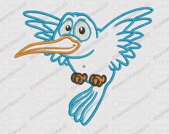 Diseño de apliques de dibujos animados de colibríes para bordar en tamaños de 3 x 3, 4 x 4 y 5 x 7