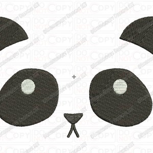 Puede incluir: Diseño de bordado de cara de panda en blanco y negro con dos ojos grandes y una nariz pequeña.