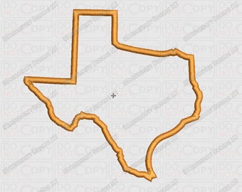 Texas State Applique Embroidery Design in 4x4 and 5x7 Sizes