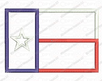 Texas TX State Flag Applique Embroidery Design in 4x4 and 5x7 Sizes