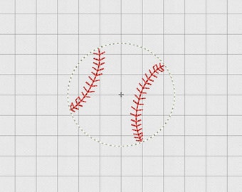 Baseball Felt Embroidery Design in .75&quot; 1&quot; 1.5&quot; and 2&quot; Sizes