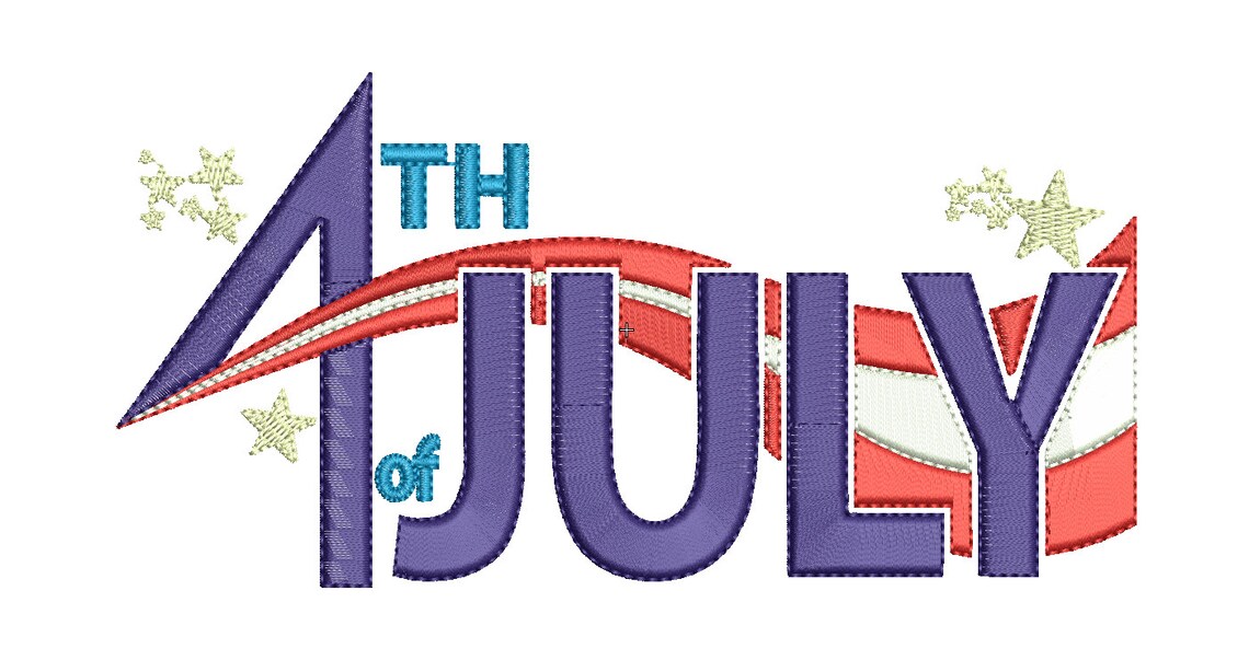 4th of July Script Embroidery Design in 3x3 4x4 and 5x7 Sizes | Etsy