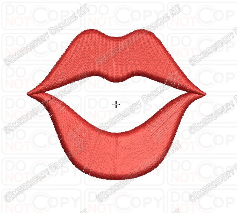 Full Luscious Lips Full Stitch Embroidery Design in 1x1 2x2 3x3 4x4 and 5x7 Sizes image 1