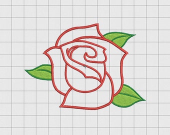 Rose Flower 2 Applique Embroidery Design in 3x3 4x4 and 5x5 Sizes
