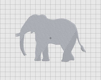 Éléphant profil Silhouette broderie Design en 2 x 2 3 x 3 4 x 4 et 5 x 7 tailles