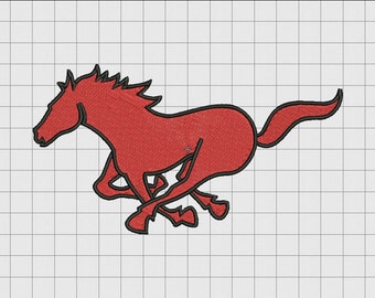 Horse Running Mustang Thoroughbred Embroidery Design in 3x3 4x4 and 5x7 Sizes