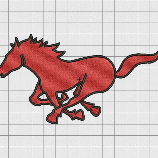 Horse Running Mustang Thoroughbred Embroidery Design in 3x3 4x4 and 5x7 Sizes