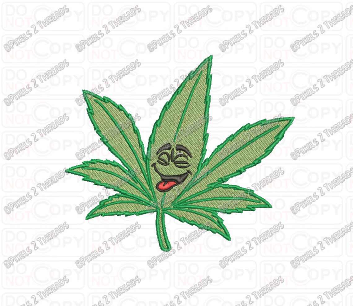 Marijuana happy leaf embroidery design in 3x3 4x4 and 5x5  etsy