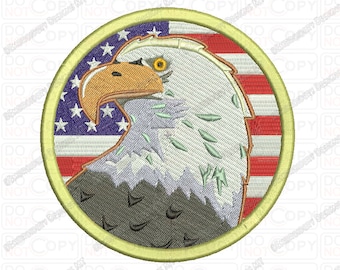 Bald Eagle Flag USA Patriotic Embroidery Design in 4x4 and 5x7 Sizes