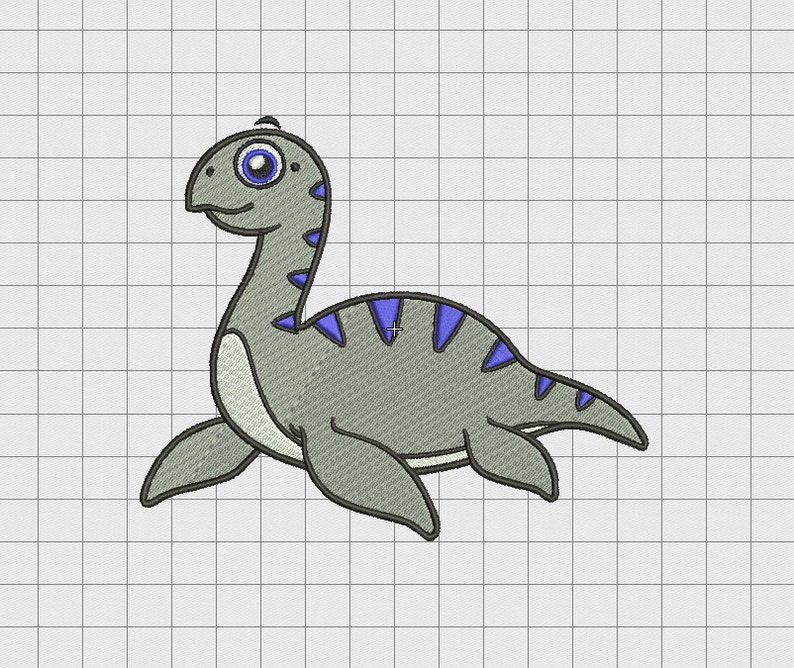 Loch Ness Monster Nessie Swimming Dinosaur Embroidery Design in 4x4 and 5x7 Sizes image 1