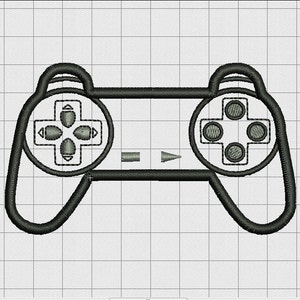 May include: A black and white outline of a video game controller with two buttons on each side and a directional pad on the left side.