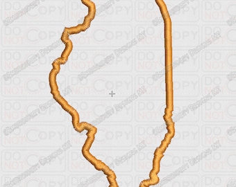 Diseño de apliques bordados del estado de Illinois en tamaños de 4 x 4 y 5 x 7