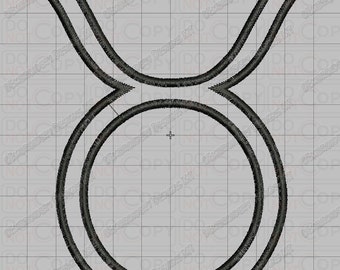 Taurus Zodiac Sign Applique Embroidery Design in 4x4 and 5x7 Sizes