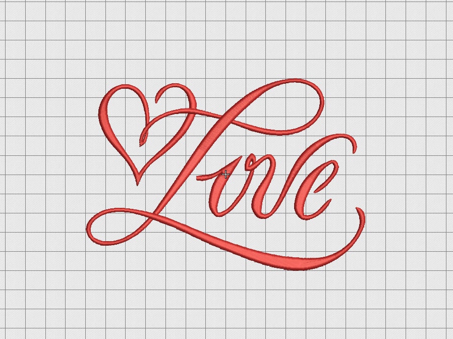 Love Heart Fancy Script Embroidery Design in 3x3 4x4 and 5x7 Etsy