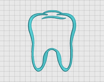 Tooth Applique Embroidery Design in 3x3 4x4 5x5 and 6x6 Sizes