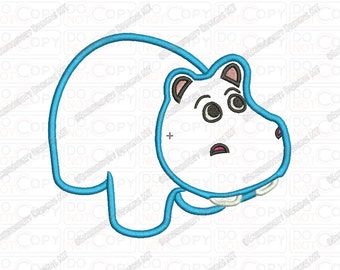 Hippopotamus Hippo 1 Layer Applique Embroidery Design in 3x3 4x4 and 5x7 Sizes
