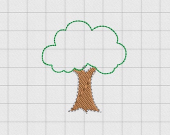 Tree Felt Embroidery Design in 1" 1.5" and 2" Sizes