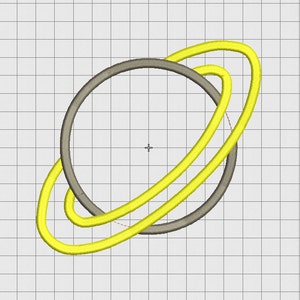 May include: A gray ring with a yellow ring around it. The rings are overlapping and create a unique design.