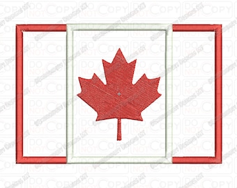 Canada Country Flag Applique Embroidery Design in 3x3 4x4 and 5x7 Sizes