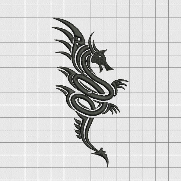 Dragon tatouage Tribal Style broderie Design 3 x 3 4 x 4 5 x 5 et 6 x 6 tailles