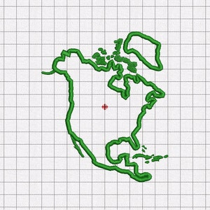 Borduurontwerp met stoffen Noord-Amerika continent in de maten 4 x 4, 5 x 7 en 6 x 10