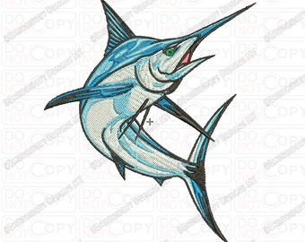 Marlin Fish Embroidery Design in 4x4 5x7 and 6x10 Sizes