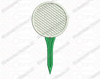Diseño de bordado de pelota de golf en tee en tamaños 3x3, 4x4 y 5x5
