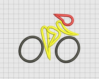 Cycling Bike Applique Embroidery Design in 4x4 and 5x7 Sizes