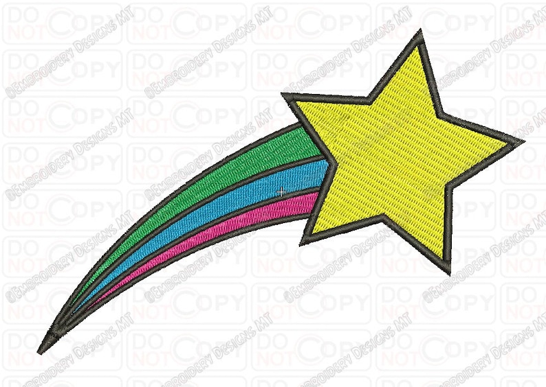 Shooting star with rainbow trail embroidery design in 2x2 3x3  etsy