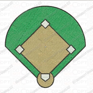 Diseño de bordado de campo de béisbol en tamaños de 3 x 3, 4 x 4 y 5 x 7